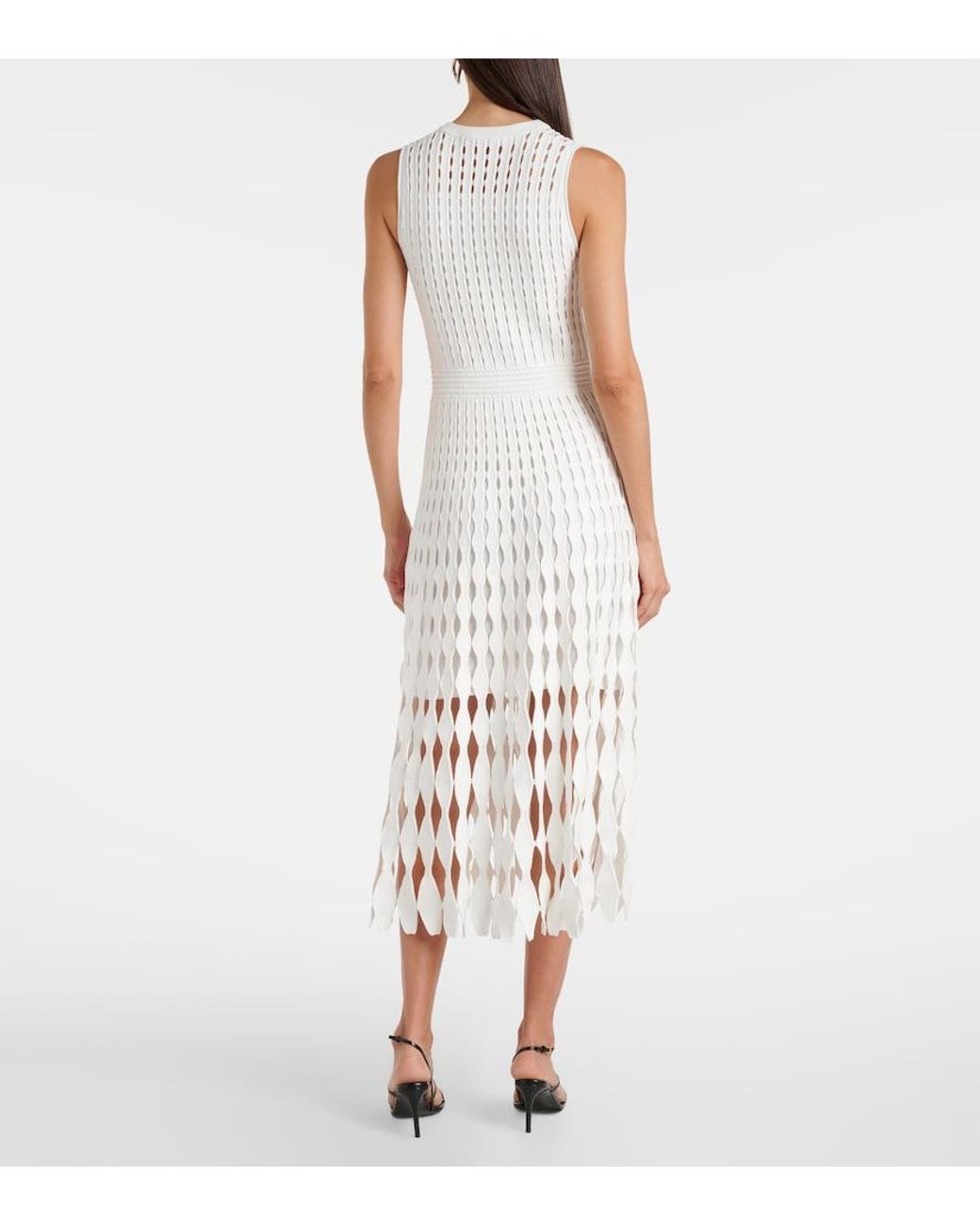 Jonathan Simkhai White Zyla Open-Knit Midi Dress