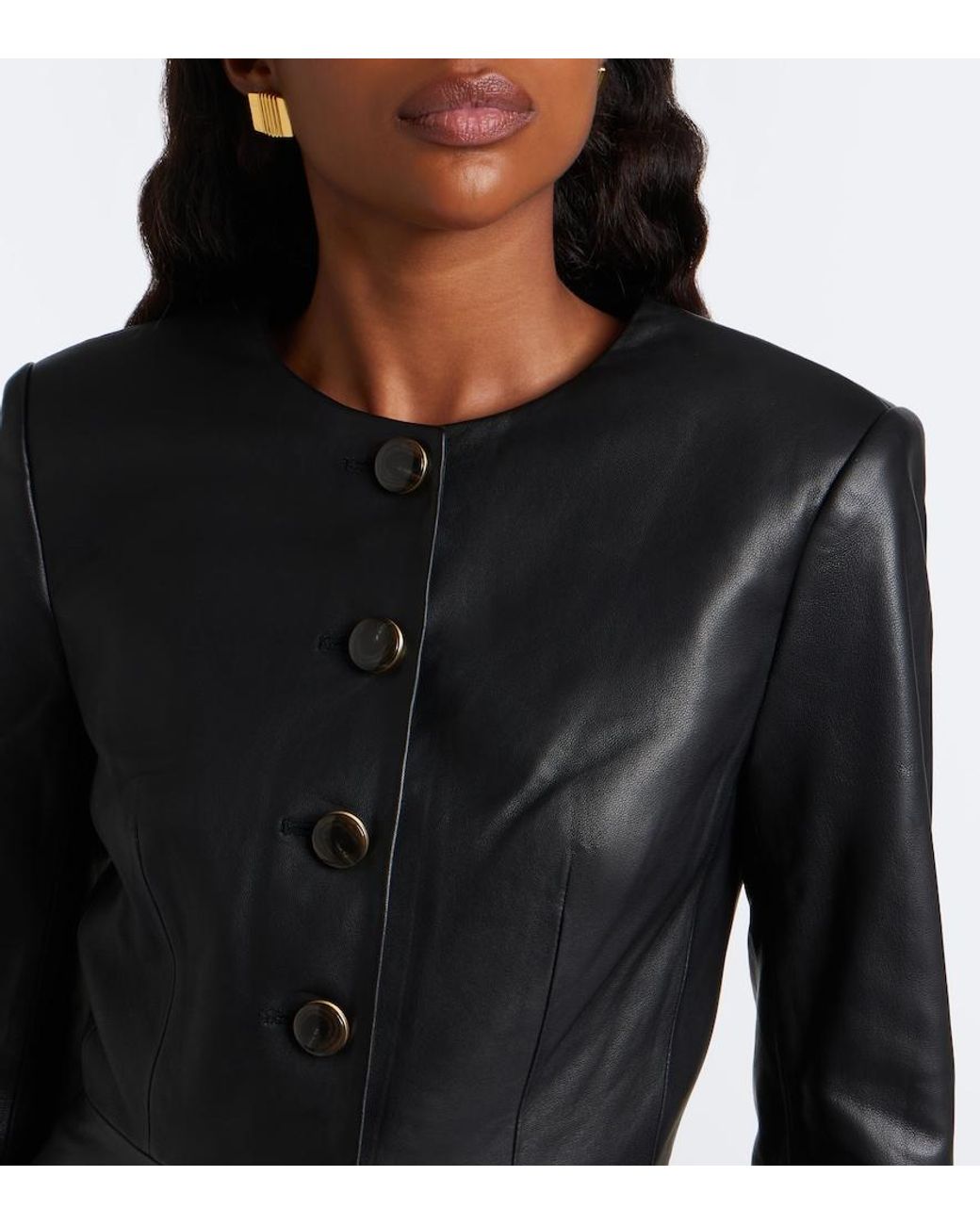 Veronica Beard Black Quinn Peplum Leather Jacket