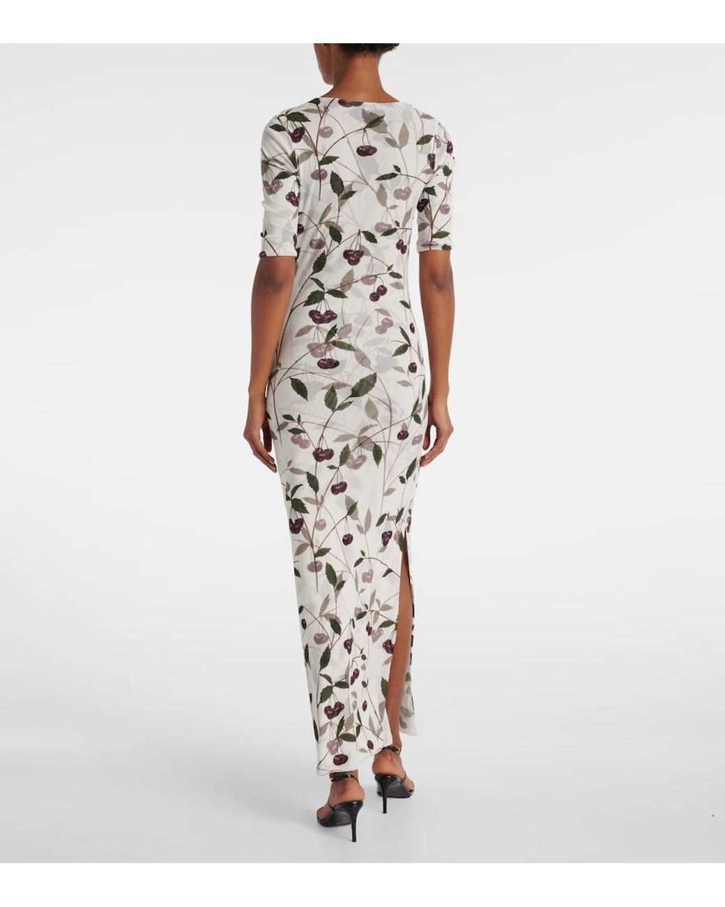 Stella McCartney White Printed Mesh Jersey Maxi Dress