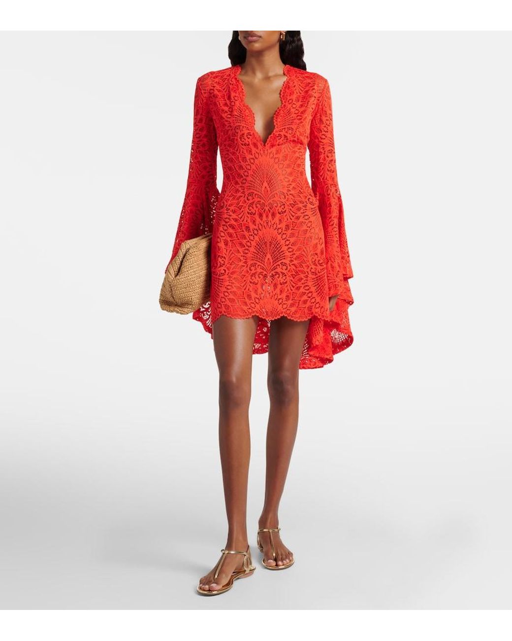 Alexandra Miro Red Kara Lace Beach Dress