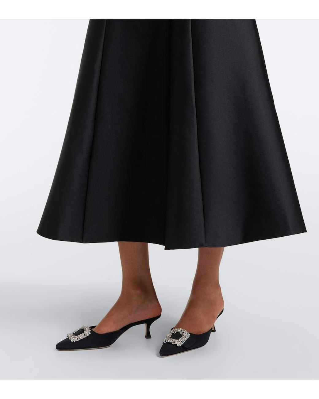 Roland Mouret Black Taffeta Midi Skirt