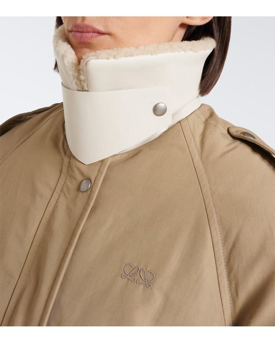 Loewe Natural Padded Shearling-Trimmed Cotton-Blend Jacket