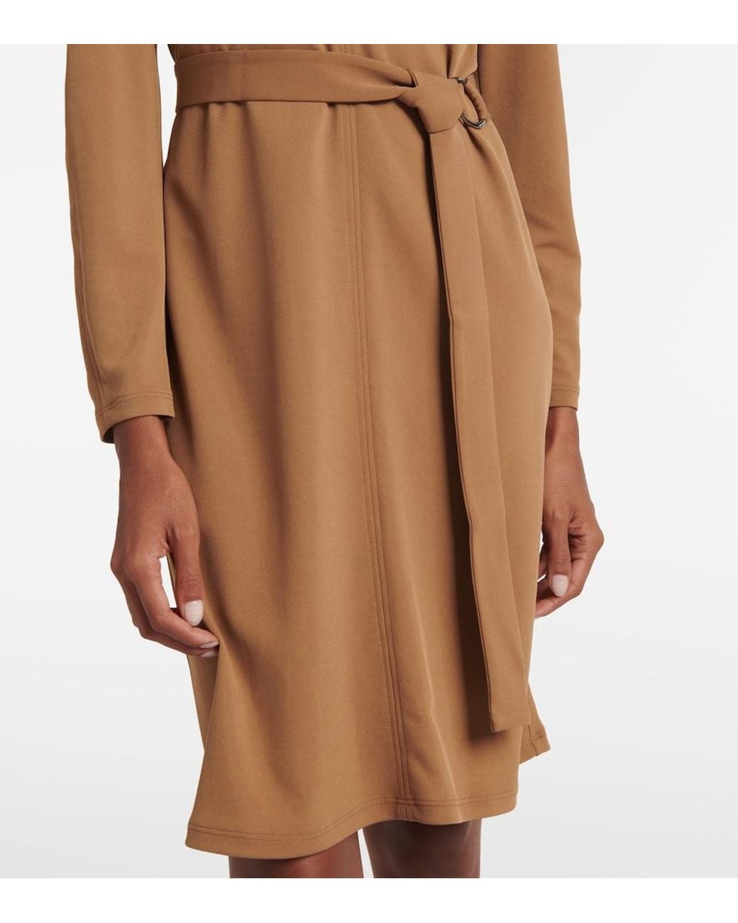 Max Mara Brown Dorema Belted Jersey Minidress