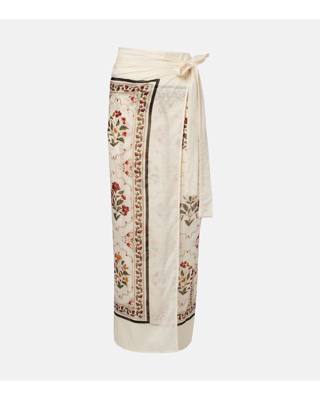 Agua Bendita Natural Floral Cotton And Silk Beach Cover-Up