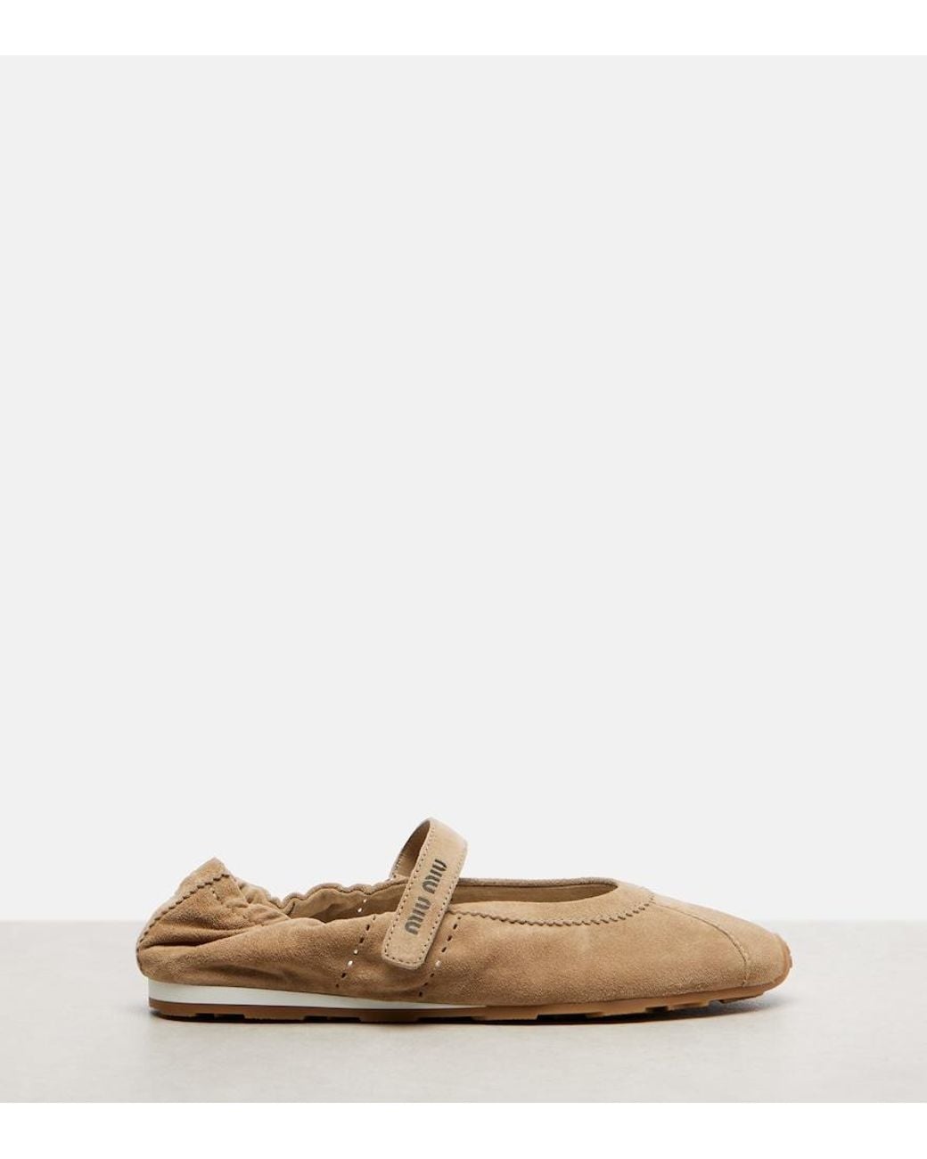 Miu Miu Brown Ballerinas Plume Aus Veloursleder