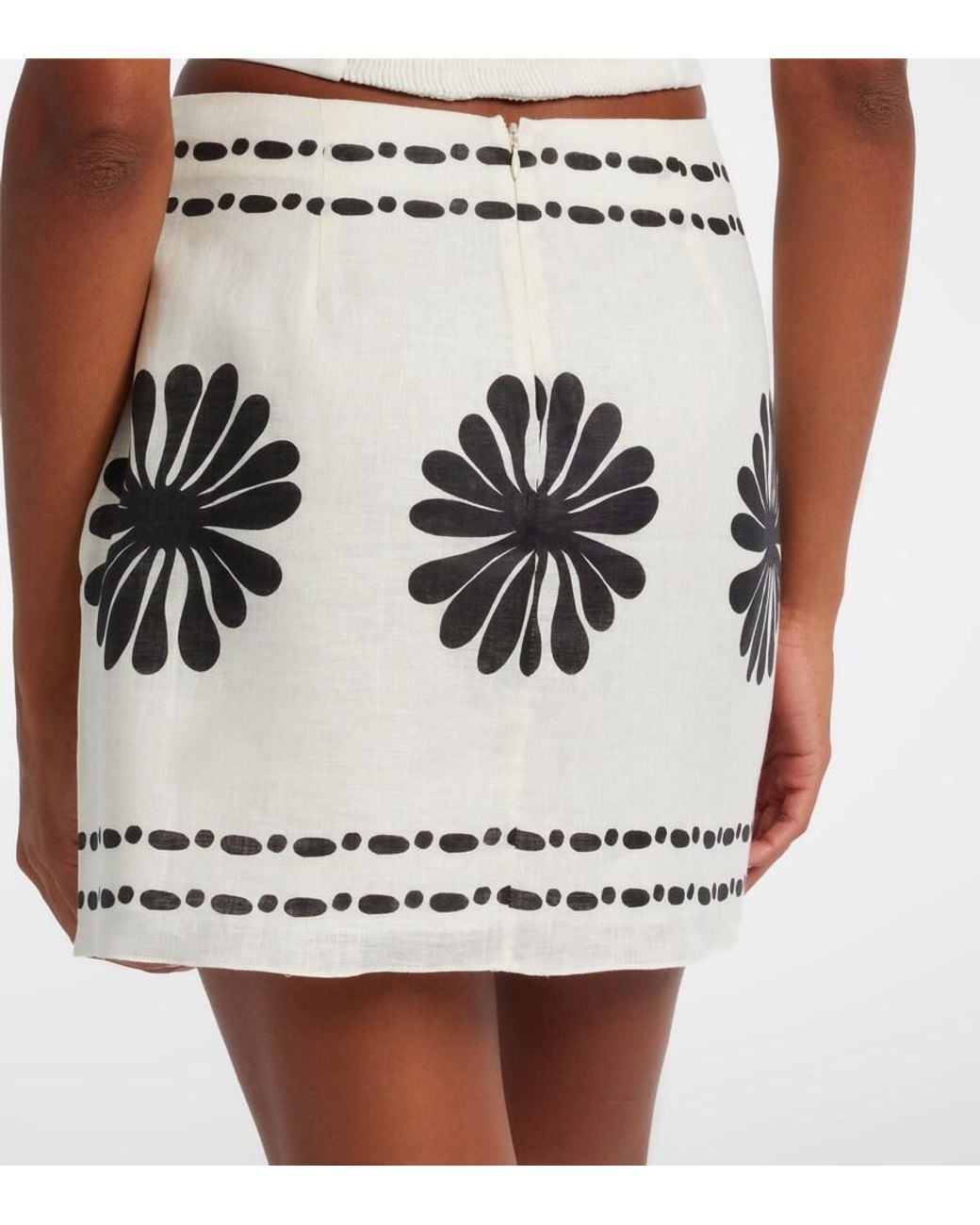 Cala De La Cruz Metallic Eve Floral Linen Miniskirt