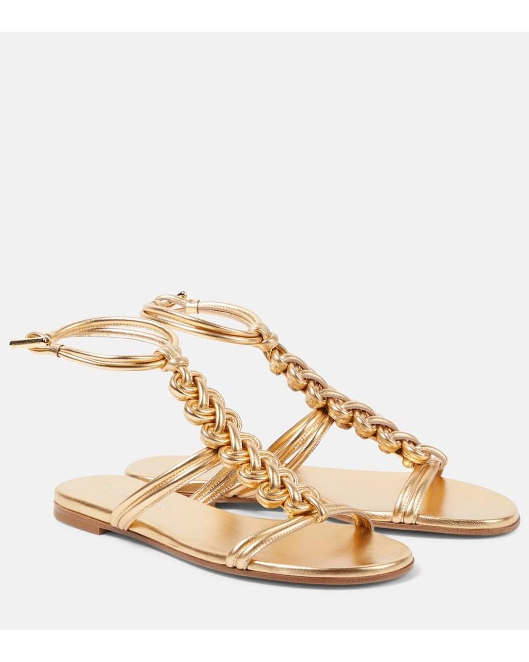 Gianvito Rossi Capua Metallic Leather Sandals
