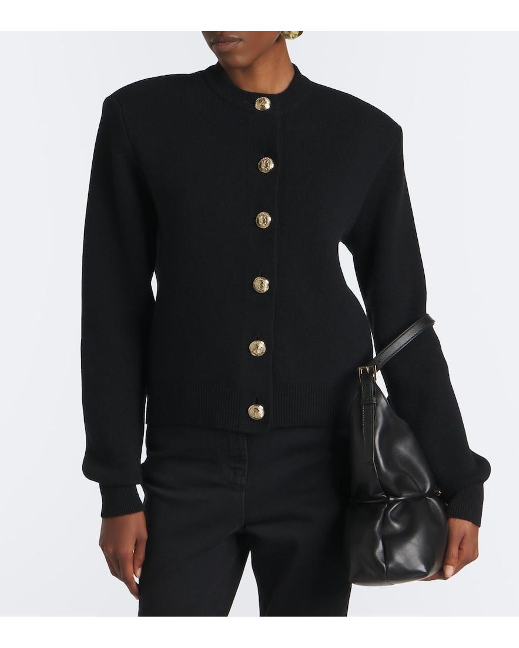 Balmain Black Cashmere And Wool Cardigan