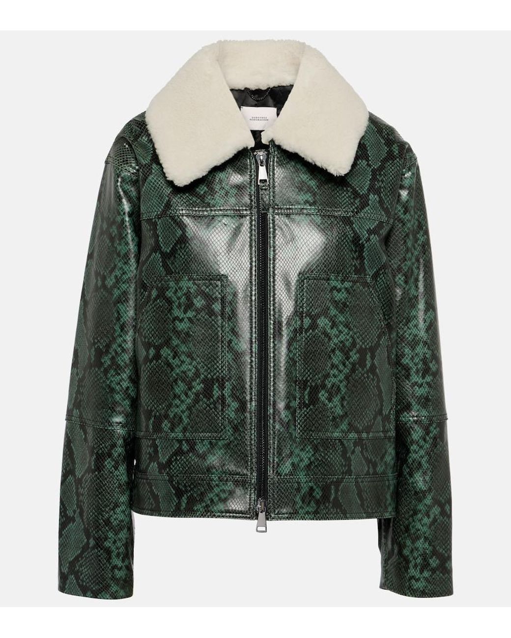 Dorothee Schumacher Green Urban Jungle Snake-Print Leather Jacket