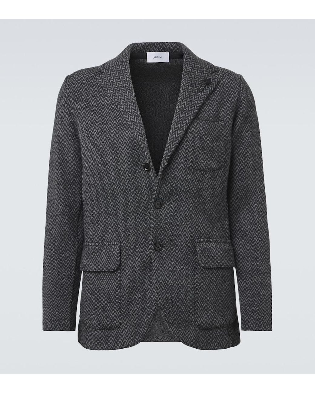 Lardini Black Virgin Chevron Wool Blazer for men