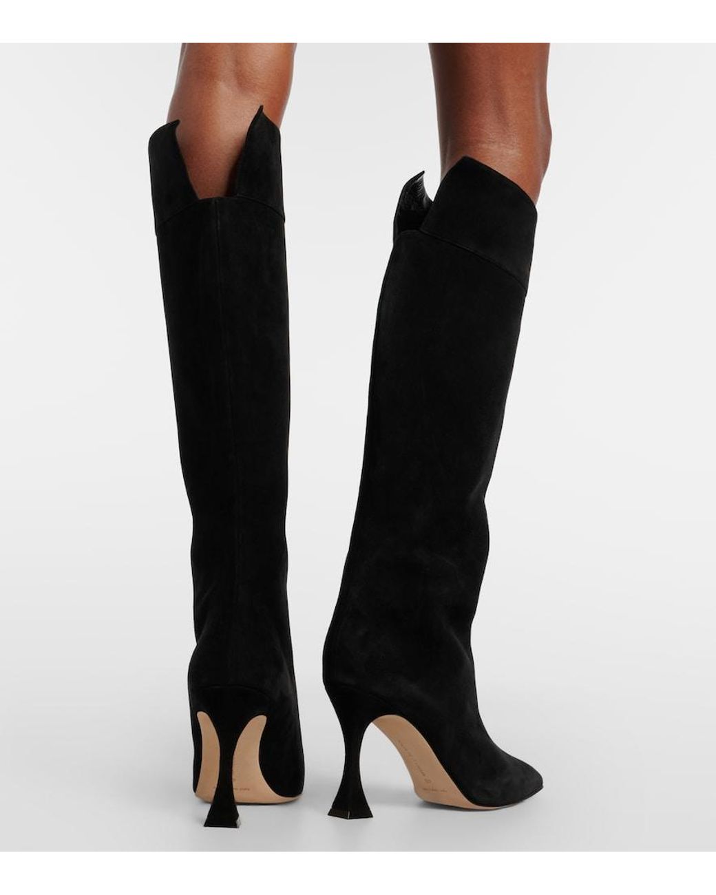 Manolo Blahnik Black Miralone 90 Suede Knee-High Boots