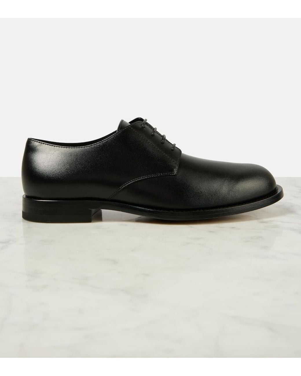 The Row Black Novus Leather Derby Shoes