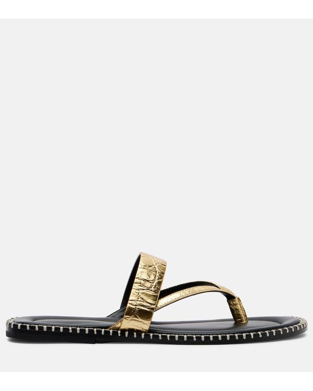 Dries Van Noten Black Croc-Effect Leather Thong Sandals