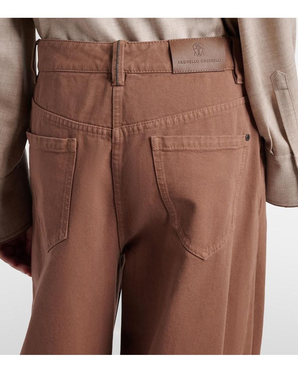 Brunello Cucinelli Brown Monili Wide-Leg Jeans