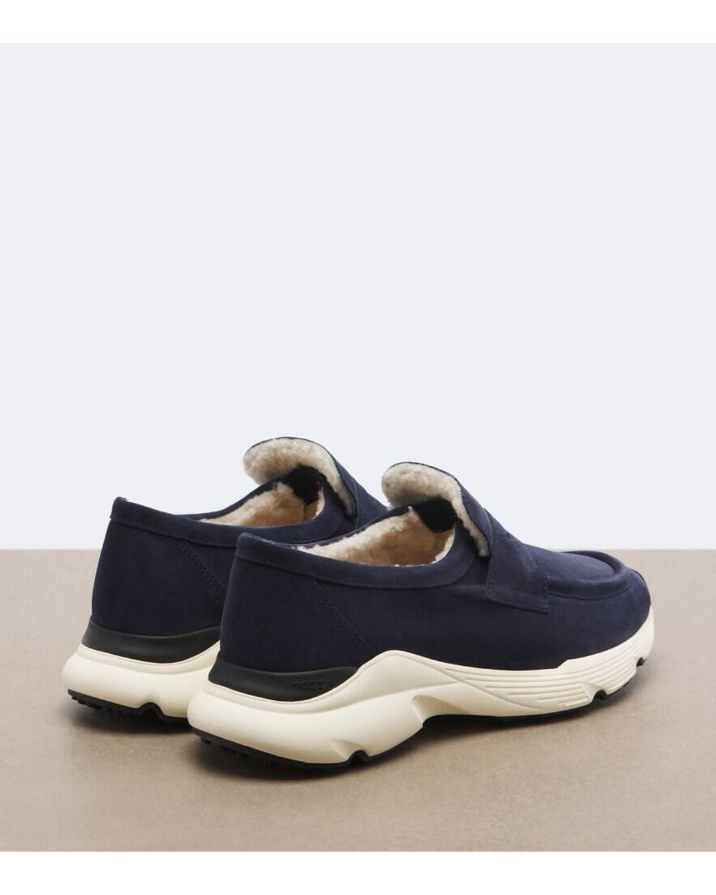 Tod's Blue Shearling-Lined Suede Sneakers