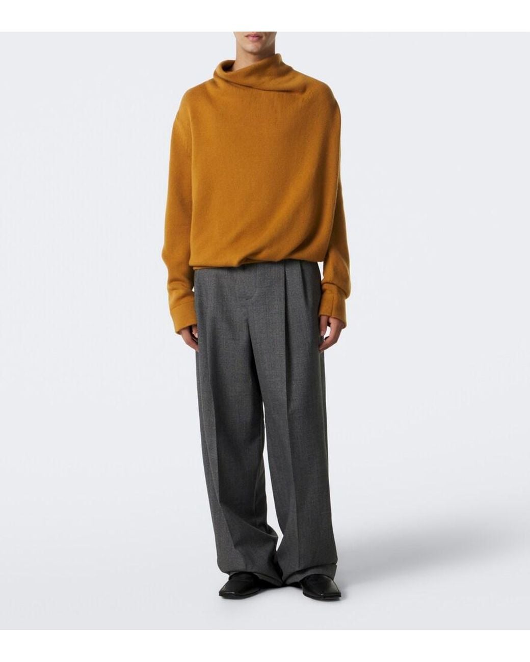 Valentino Garavani Brown Draped Cashmere Turtleneck Sweater for men