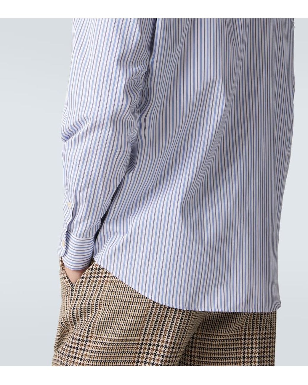 Valentino Garavani Blue Striped Cotton Shirt for men