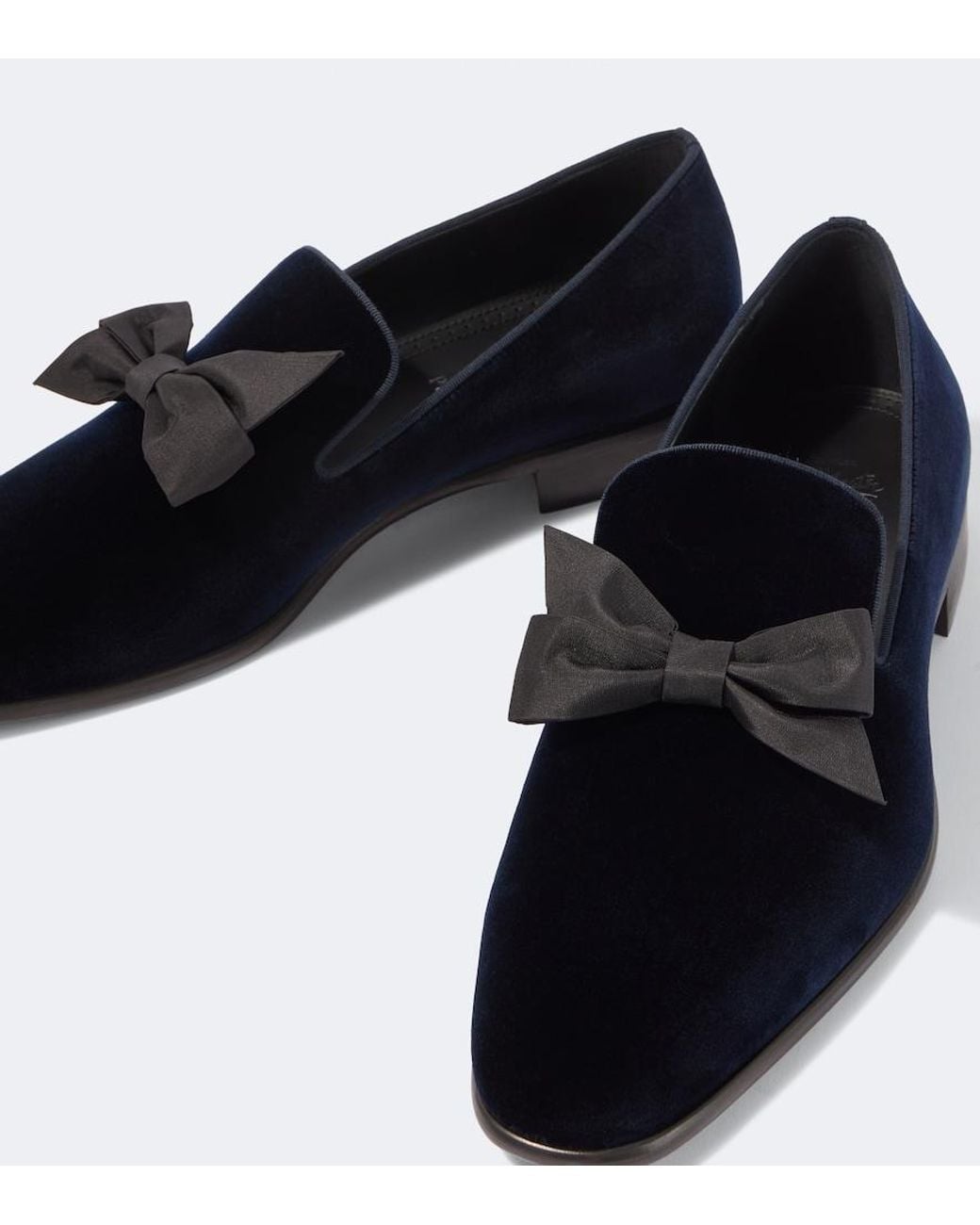 Christian Louboutin Black December First Bow-Detail Velvet Loafers for men