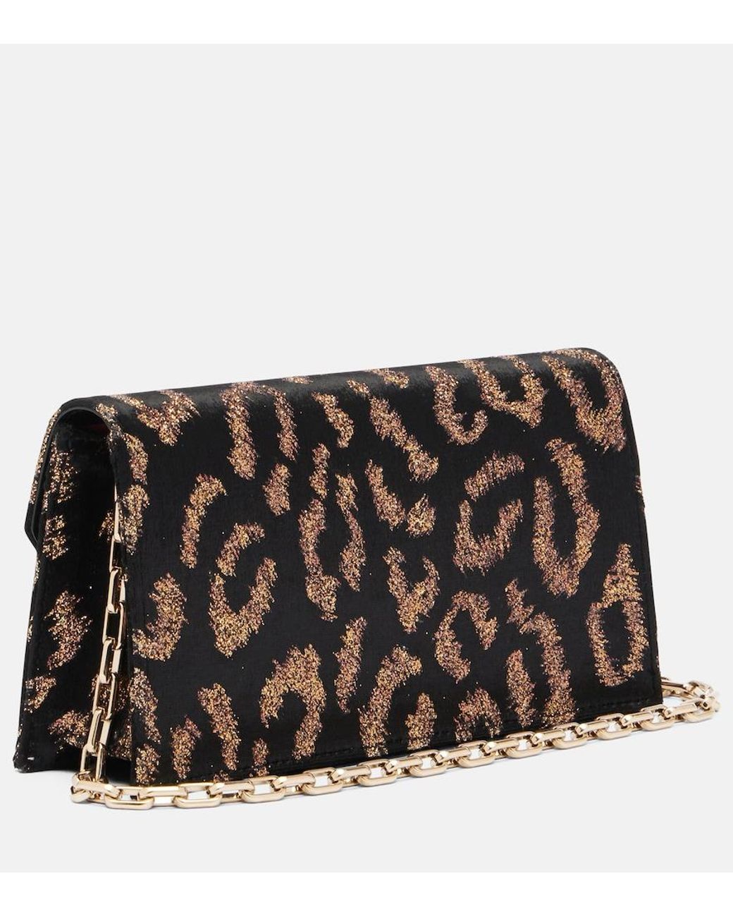 Christian Louboutin Black Leopard-Print Velvet Clutch