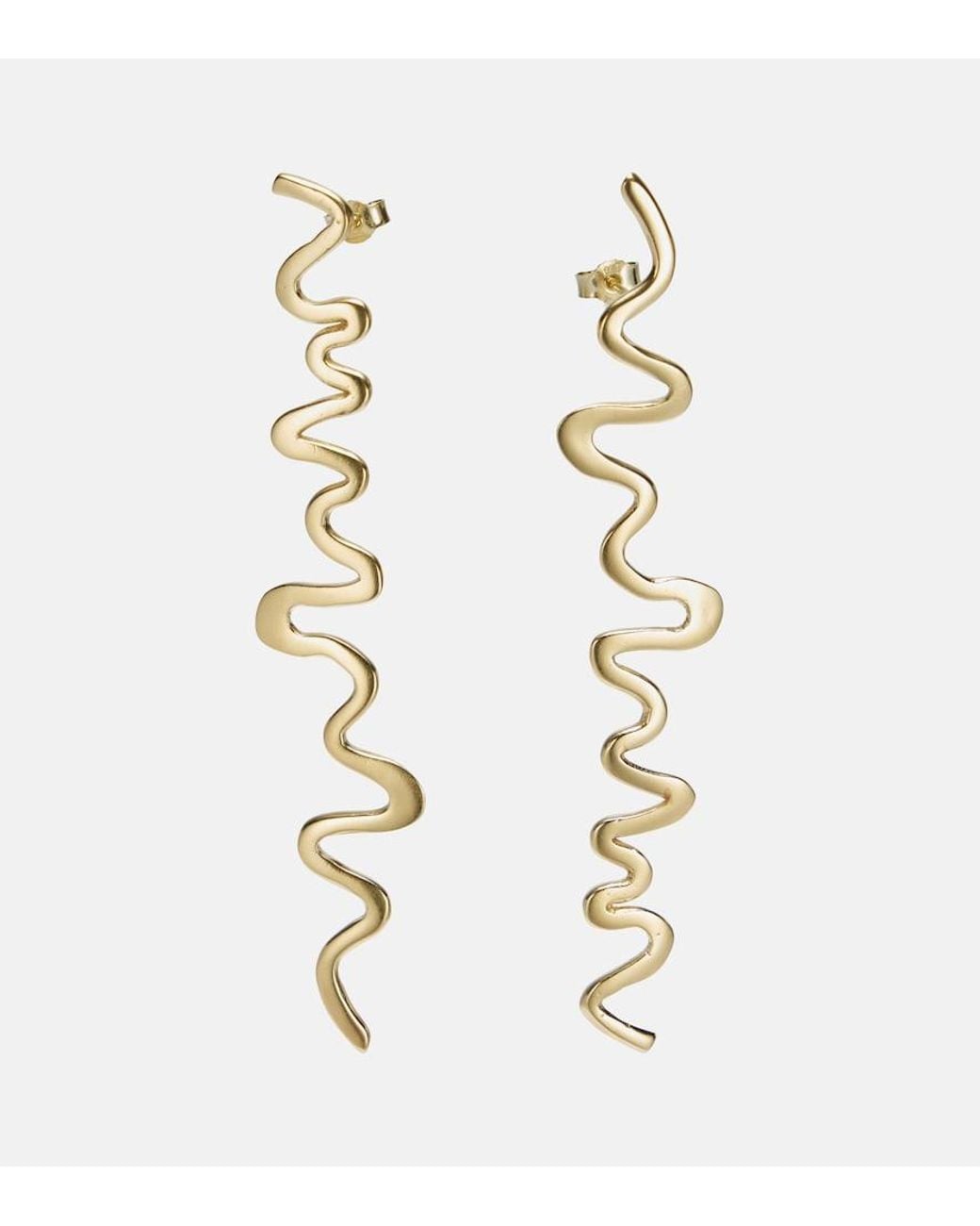 YSSO Metallic Shore 24Kt-Plated Drop Earrings