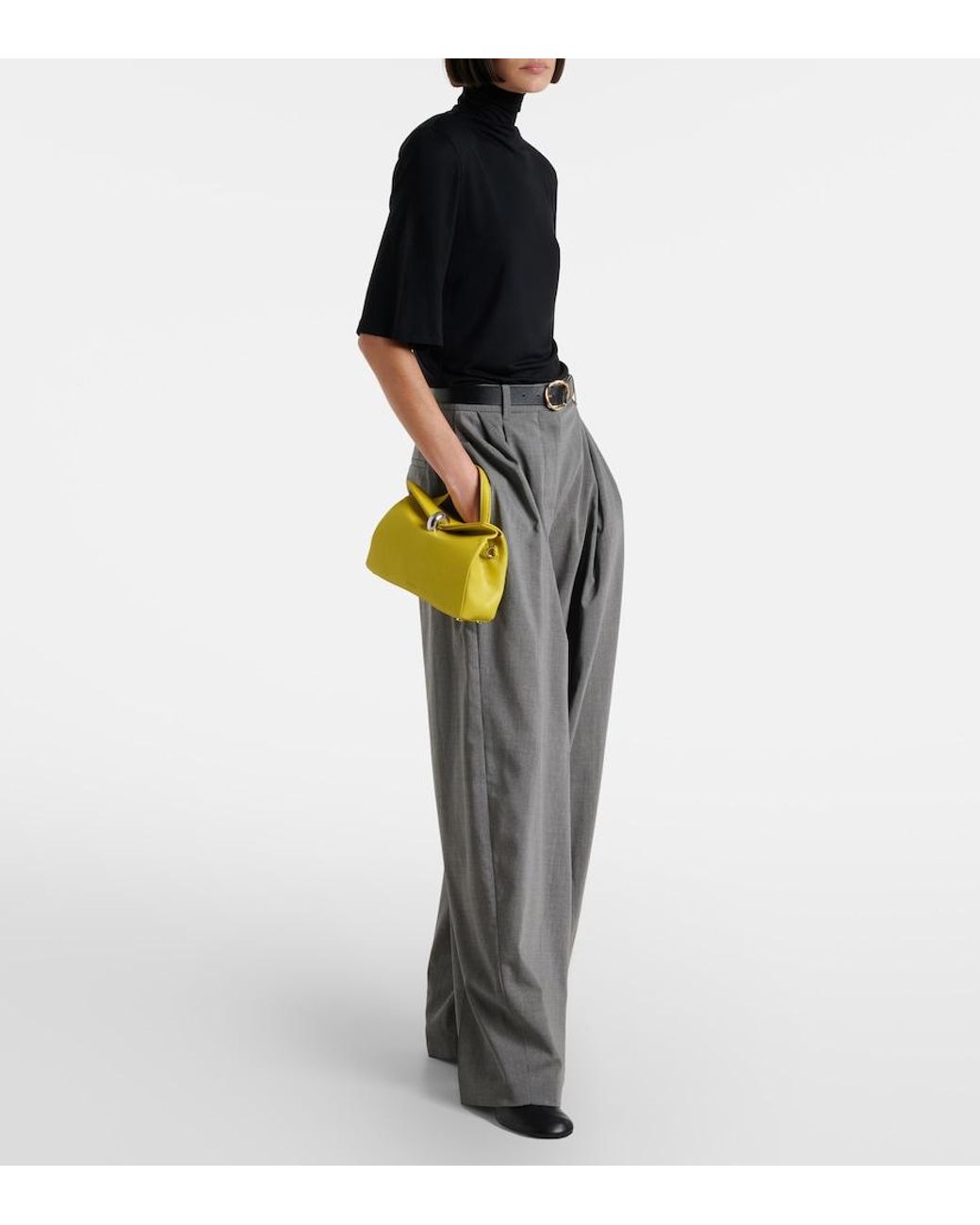 Jacquemus Yellow Valerie Small Leather Top-Handle Bag