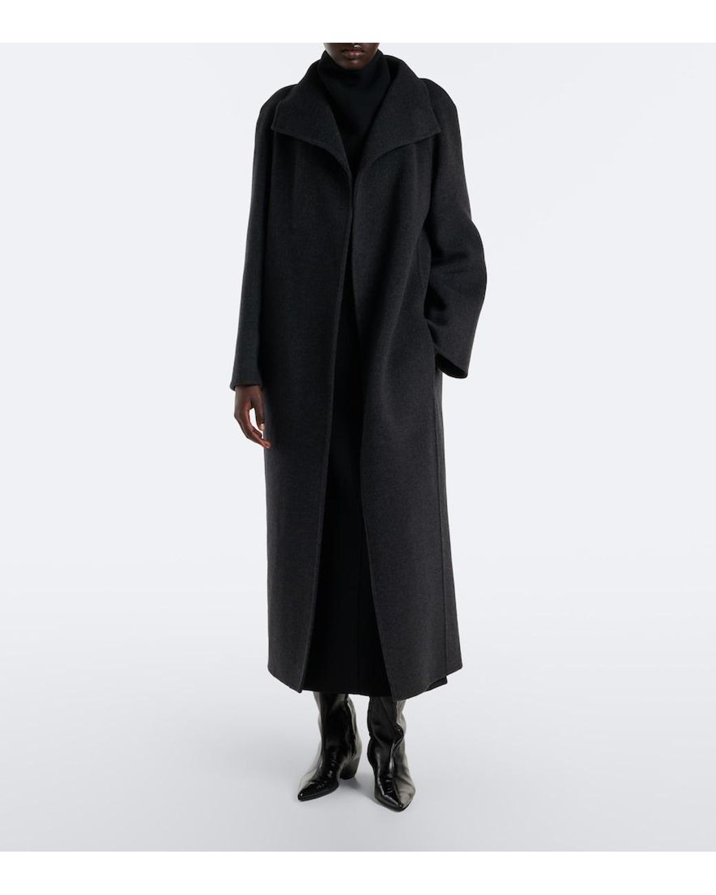 Khaite Black Romare Wool Wrap Coat