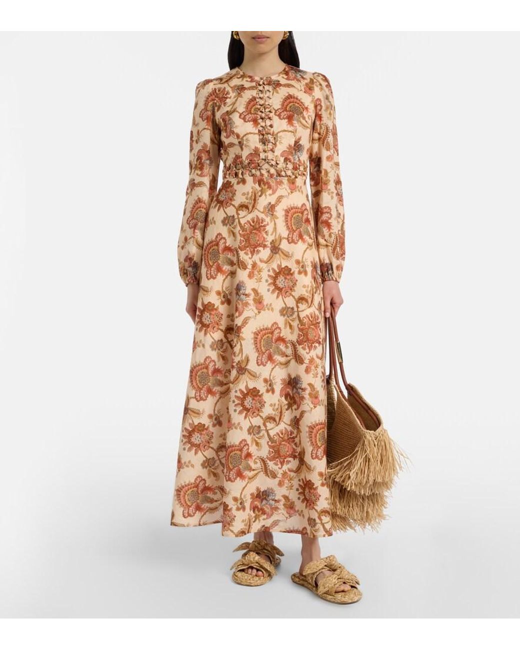 Zimmermann Natural Carousel Raffia Espadrille Slides