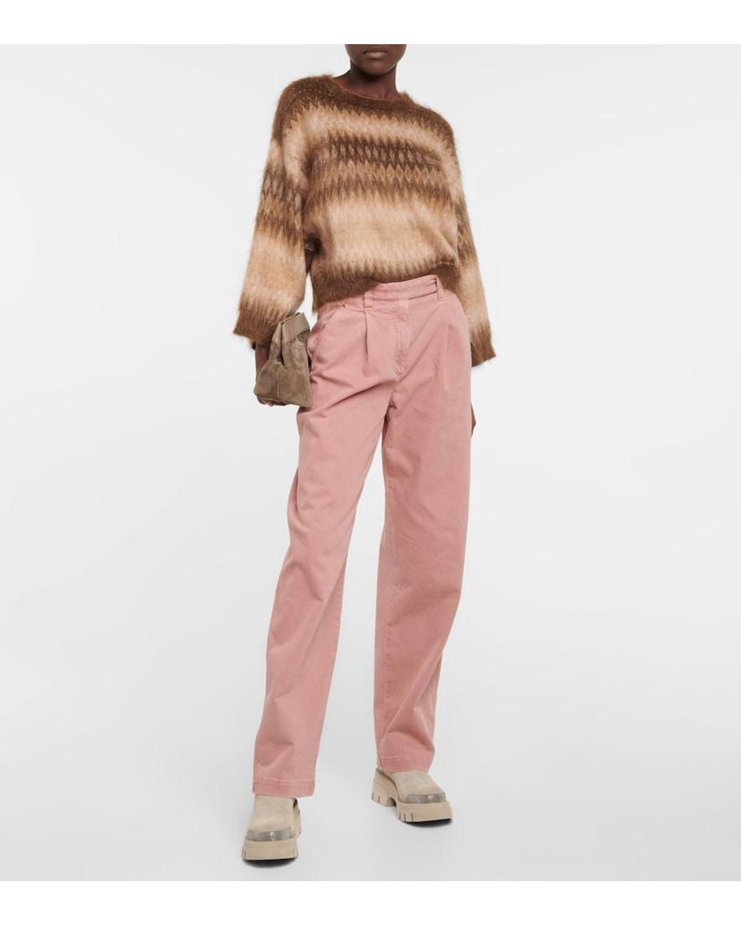 Brunello Cucinelli Pink High-Rise Straight Jeans