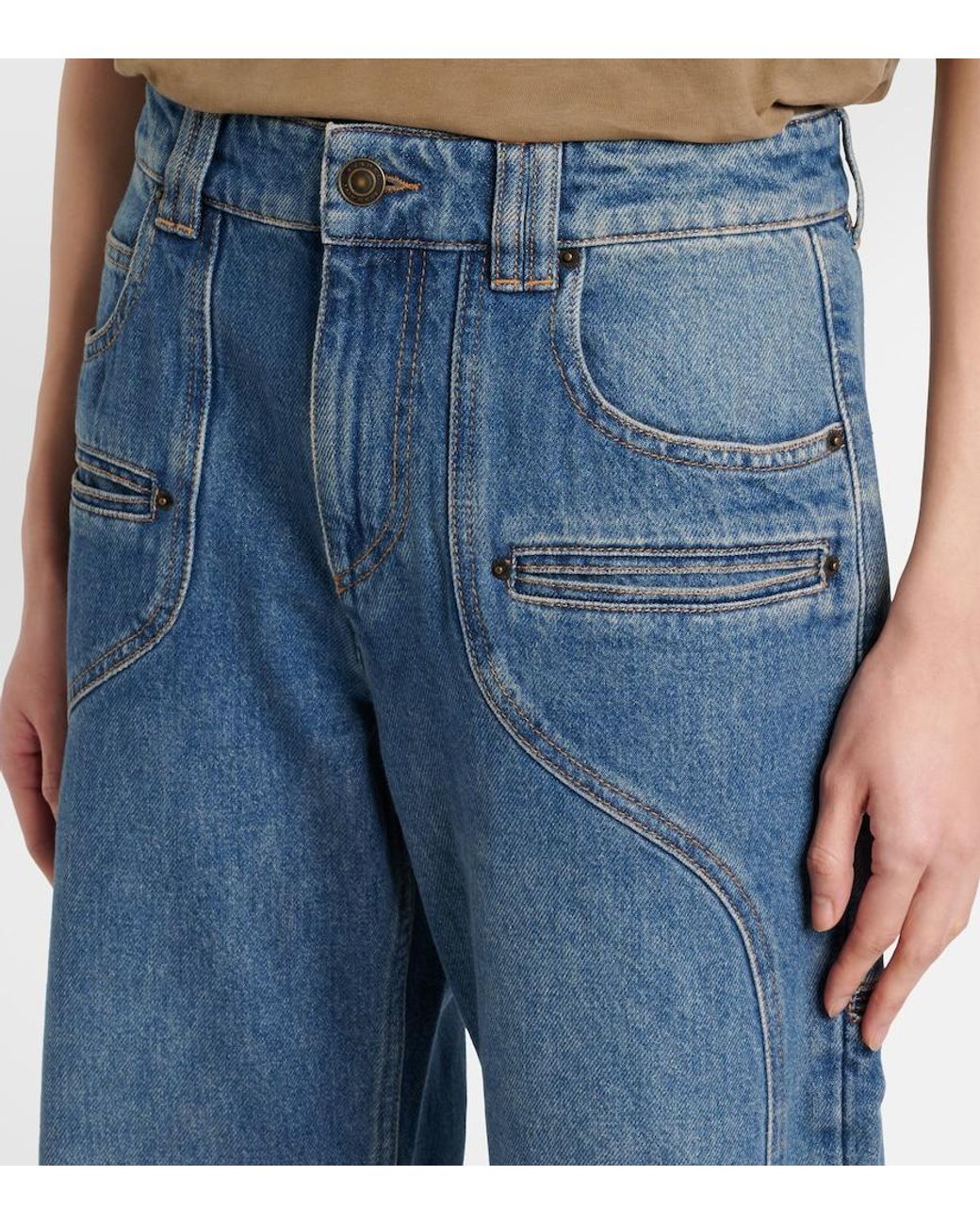 Isabel Marant Blue Betiane Wide-Leg Jeans