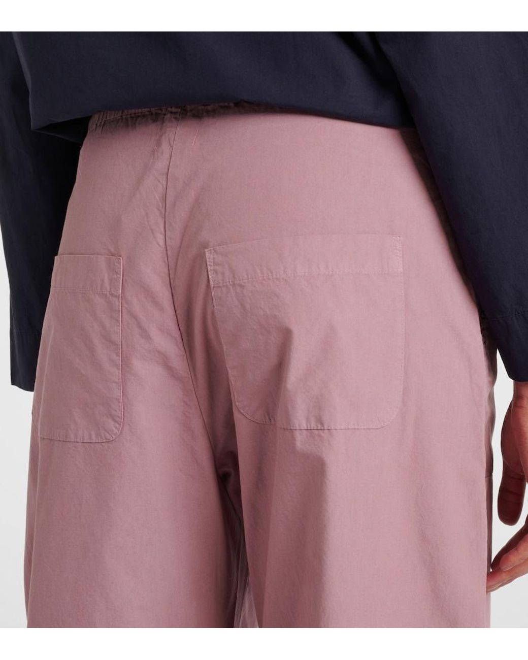 Leset Pink Kyoto Cotton Cropped Wide-Leg Pants