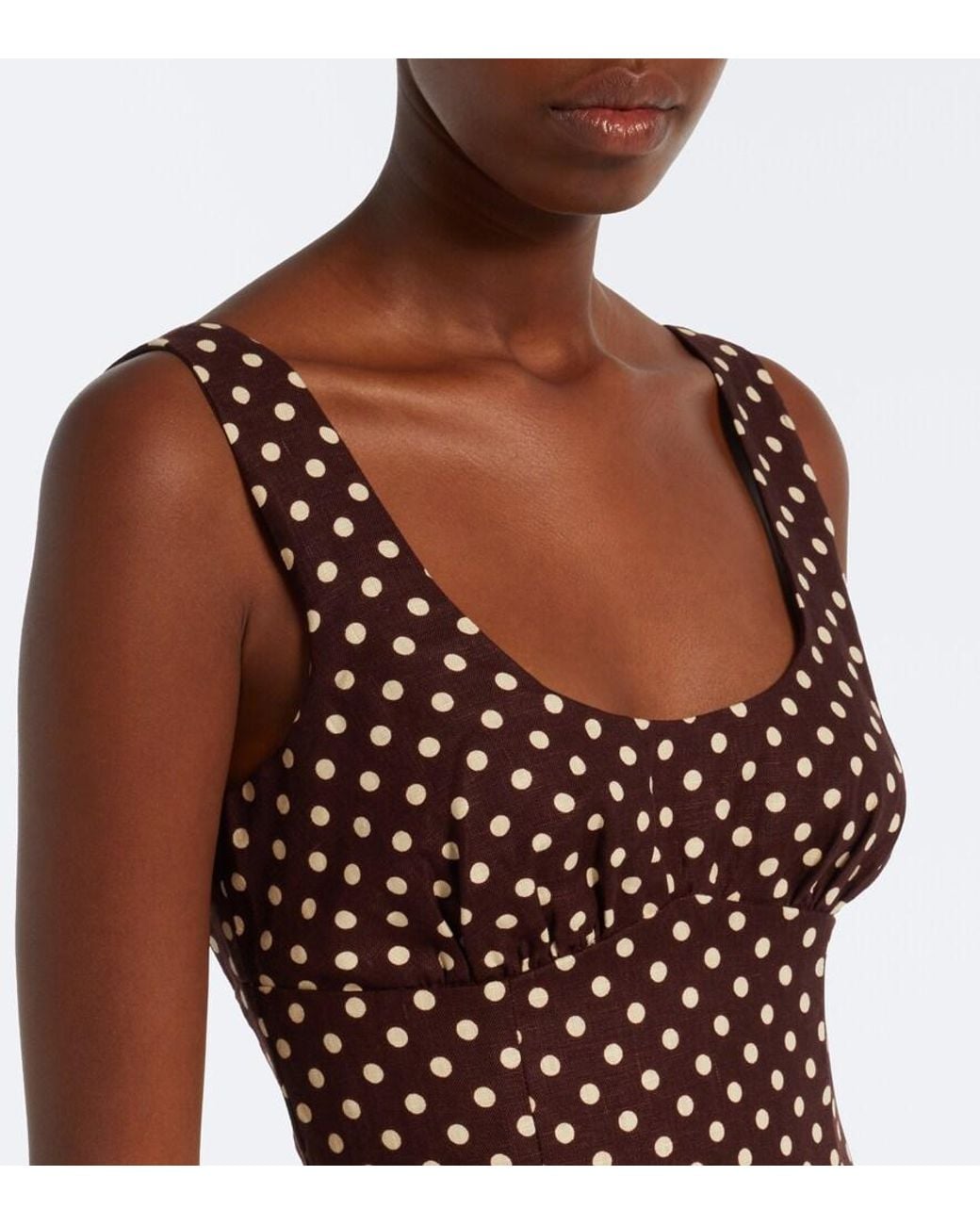 Faithfull The Brand Purple Esme Polka-Dot Linen Midi Dress