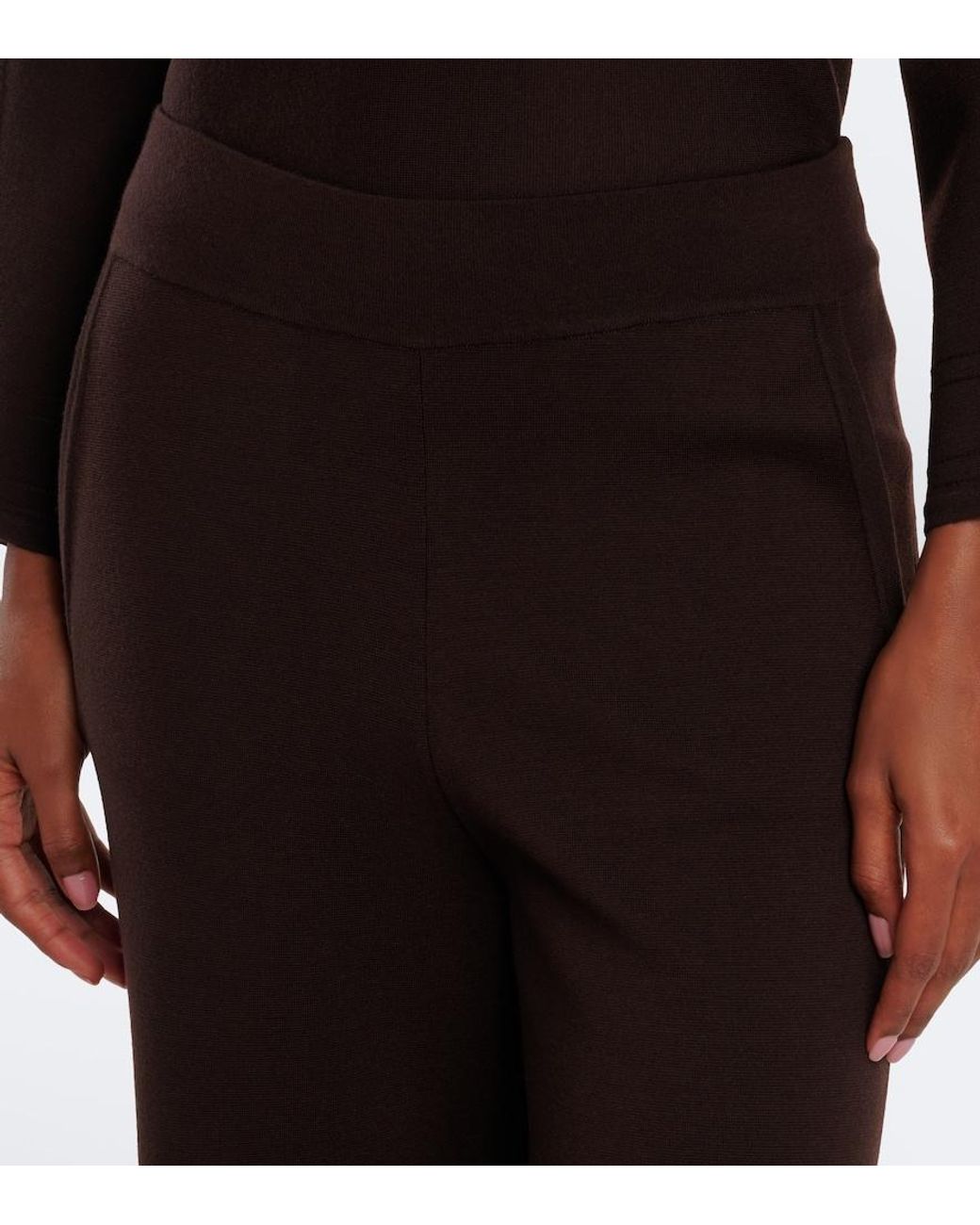 Max Mara Black Knitted Wool-Blend Wide-Leg Pants