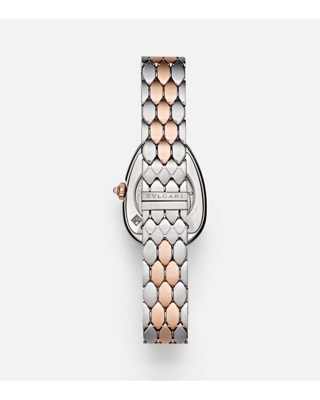 BVLGARI White Serpenti Seduttori 18Kt Rose And Steel Watch With Diamonds