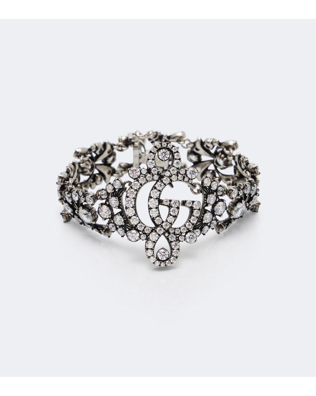 Gucci White Gg Marmont Embellished Cuff Bracelet