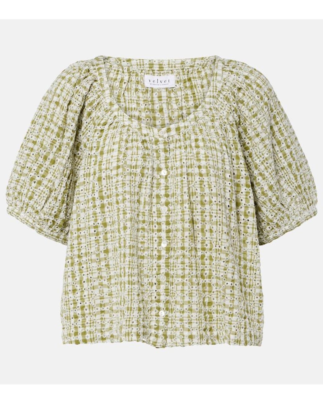 Velvet Natural Angie Broderie Anglaise Cotton-Blend Top