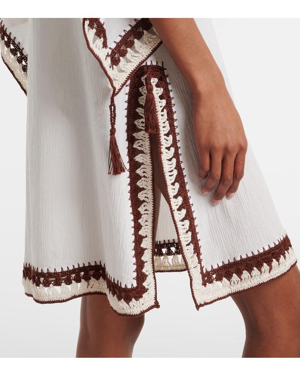 Anna Kosturova White Crochet Cotton Kaftan