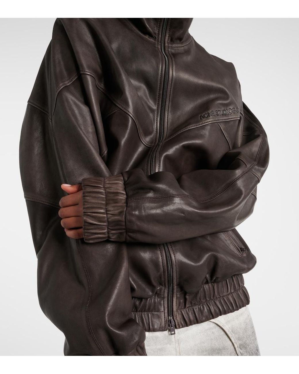 Acne Brown Letty Leather Bomber Jacket