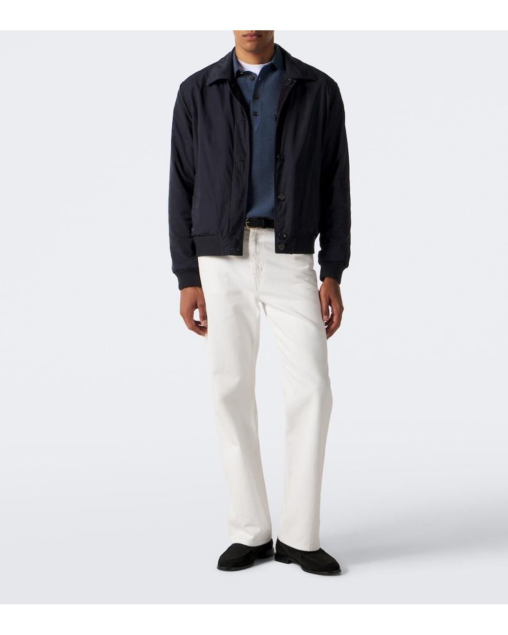 Zegna Blue Cashmere Polo Sweater for men
