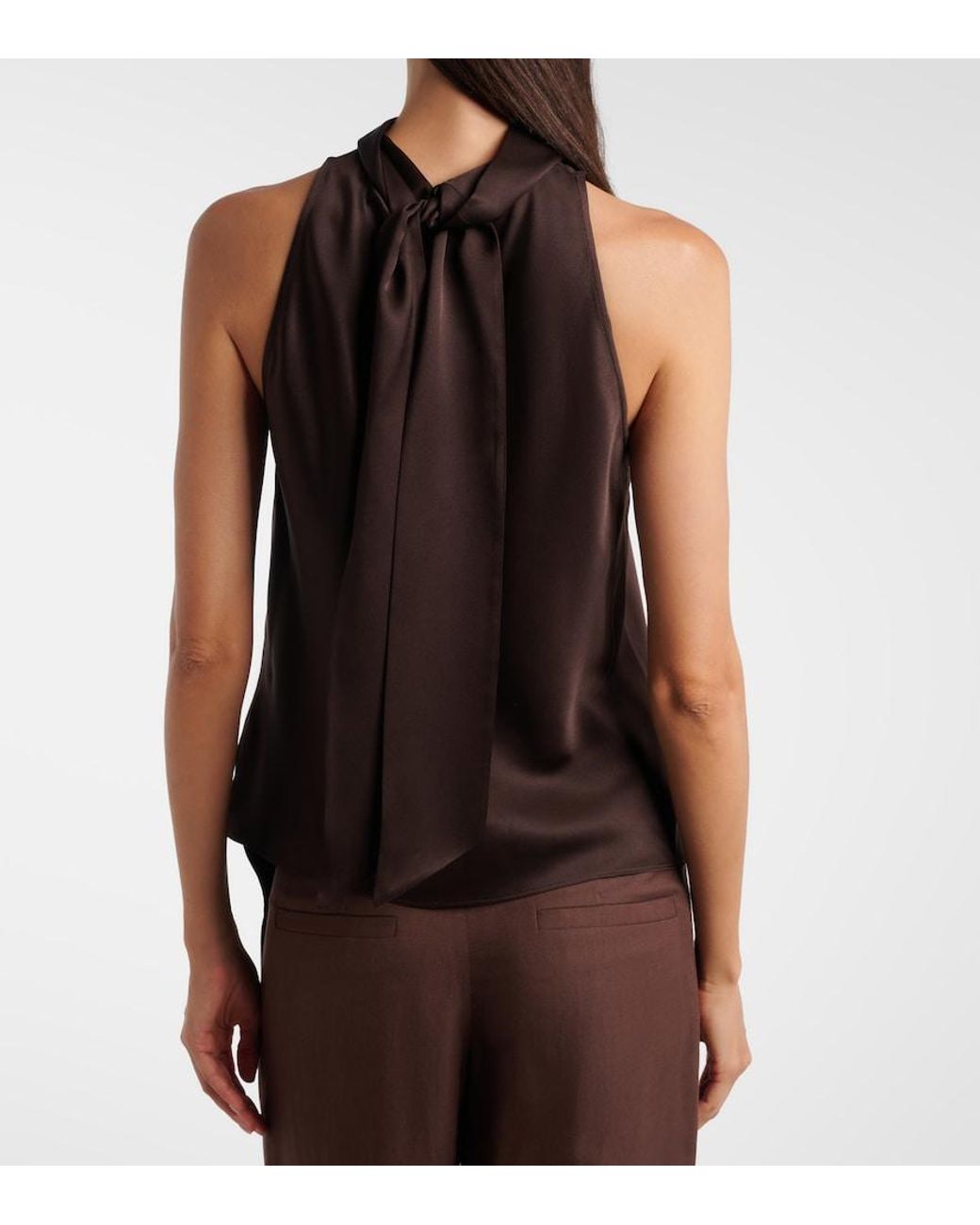 Brunello Cucinelli Black Asymmetric Silk Satin Top