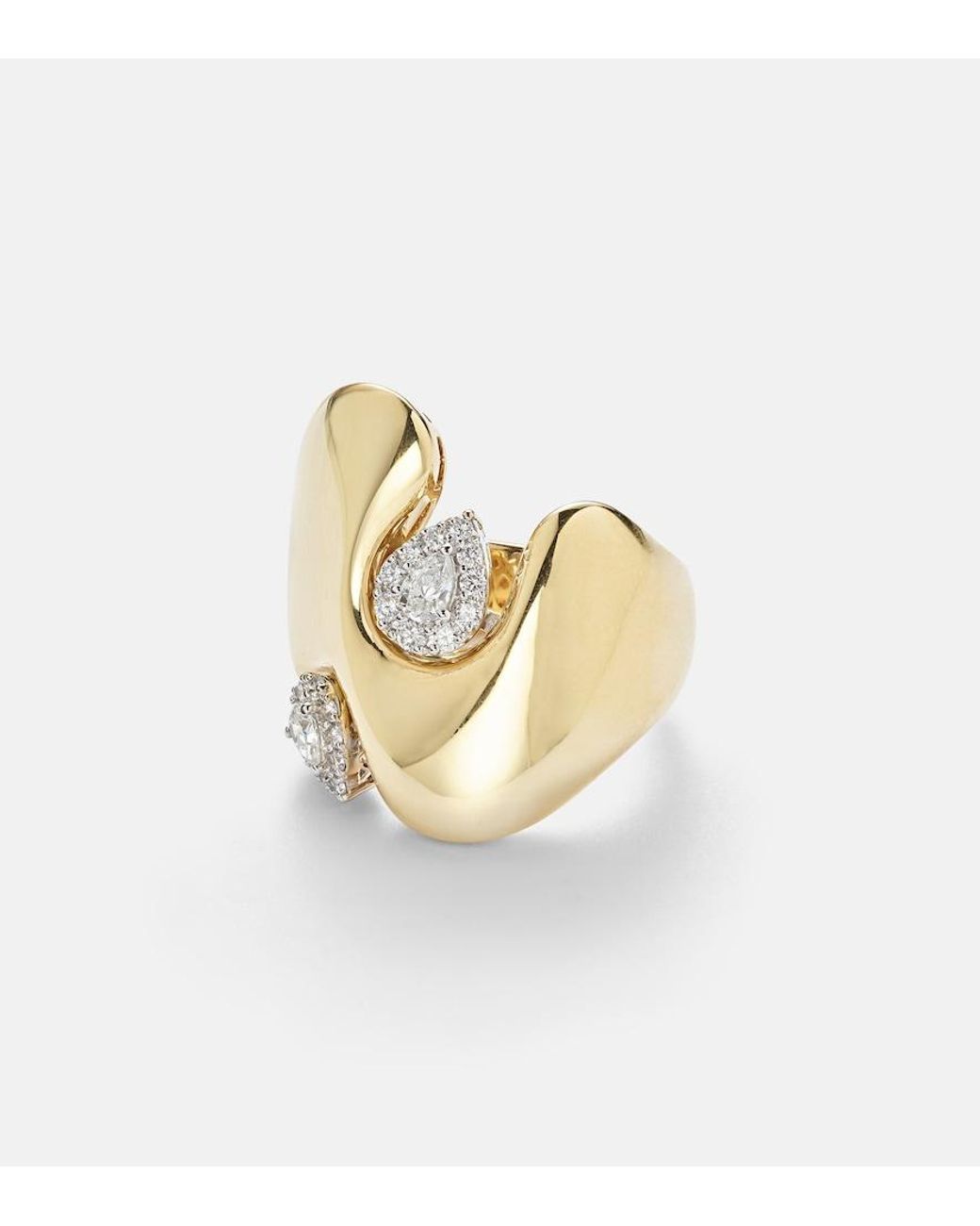 YEPREM Metallic Golden Strada 18Kt Ring With Diamonds