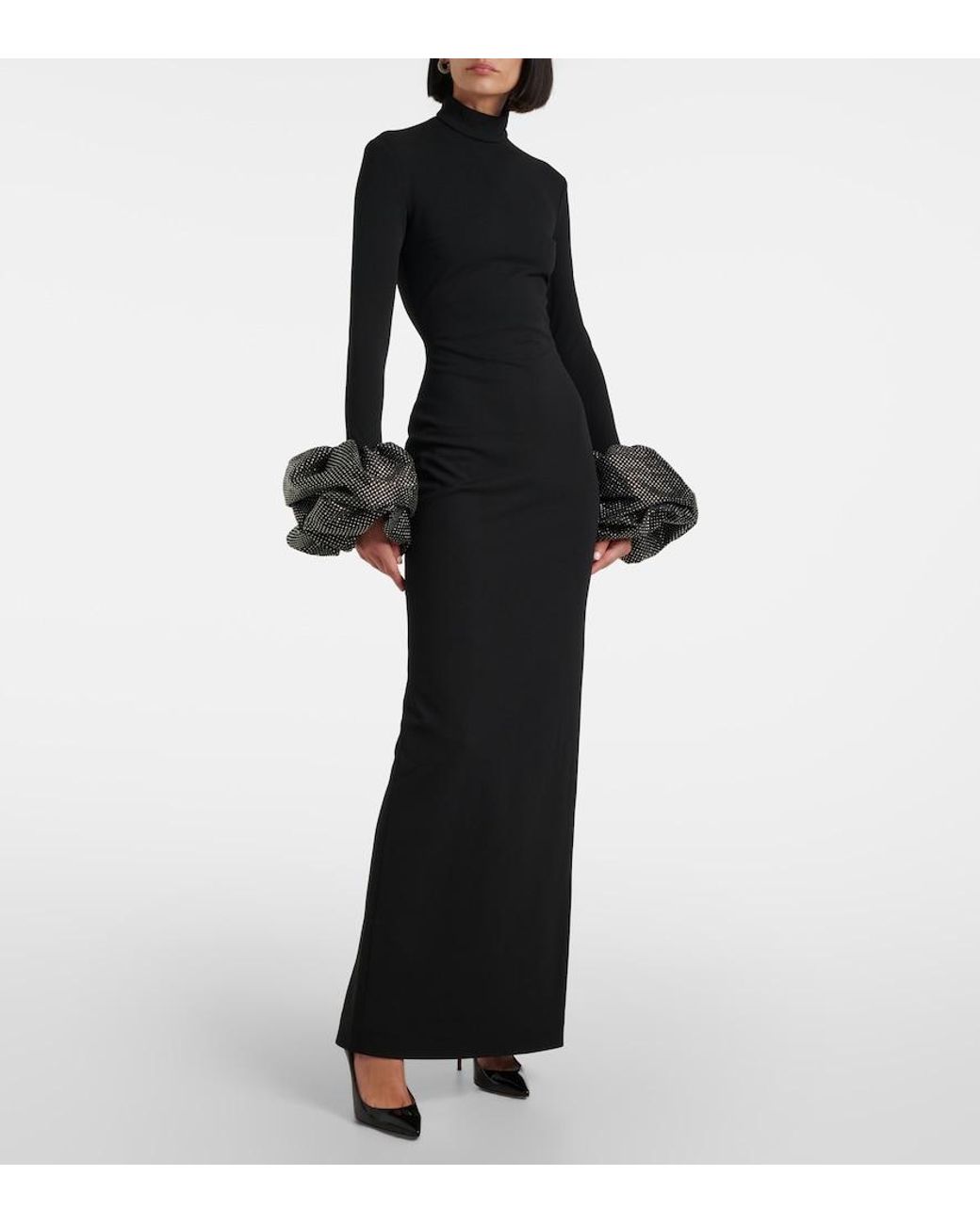 Solace London Black Viviana Embellished Gown