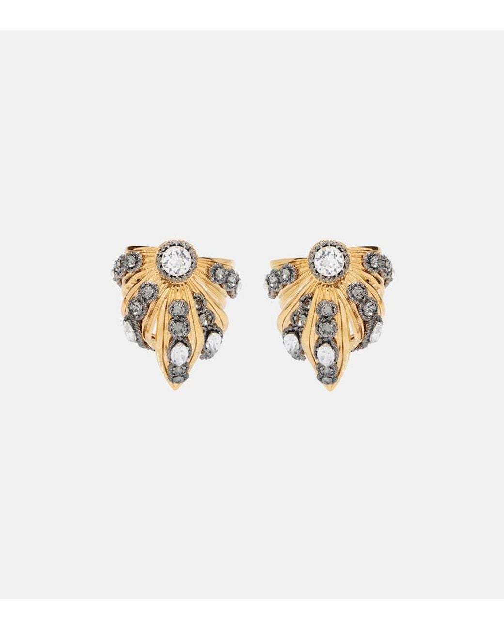 Balenciaga White Bloom Embellished Earrings