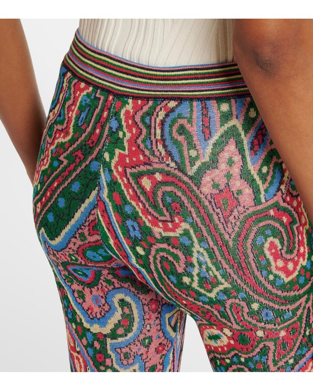 Etro Multicolor Knitted Paisley Jacquard Flared Pants