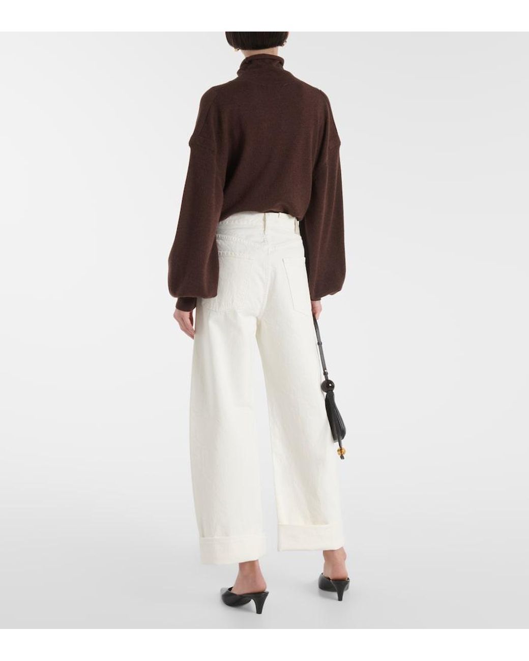 Citizens of Humanity White Ayla Mid-Rise Wide-Leg Jeans