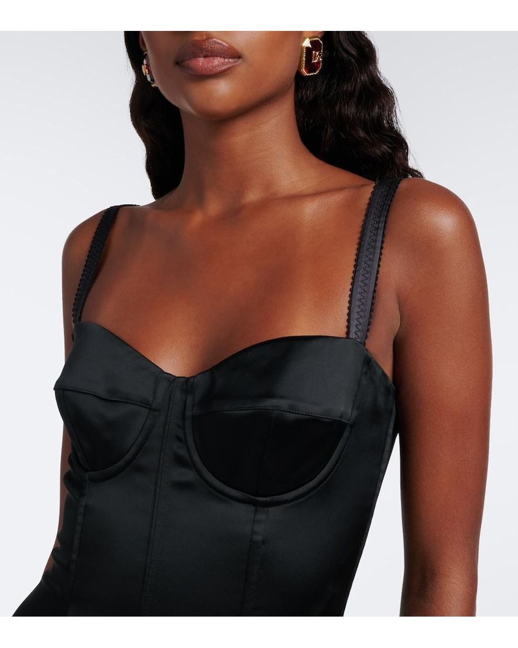 Dolce & Gabbana Black Satin Corset Dress