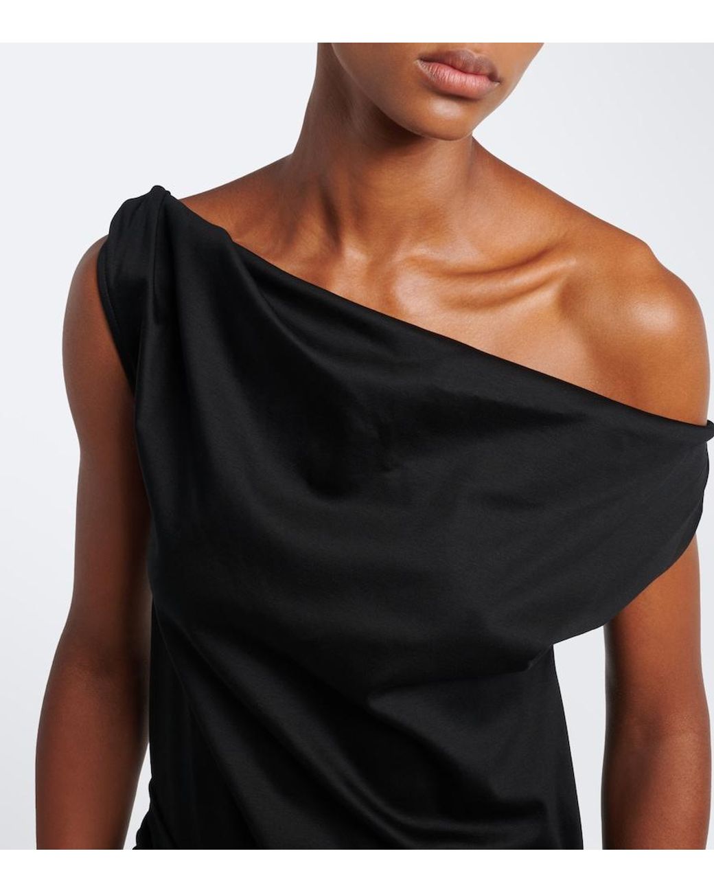 Proenza Schouler Black Zafira Asymmetric Cotton Jersey Top
