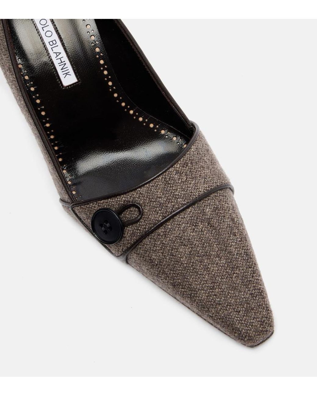 Manolo Blahnik Brown Lulumae 70 Herringbone Pumps