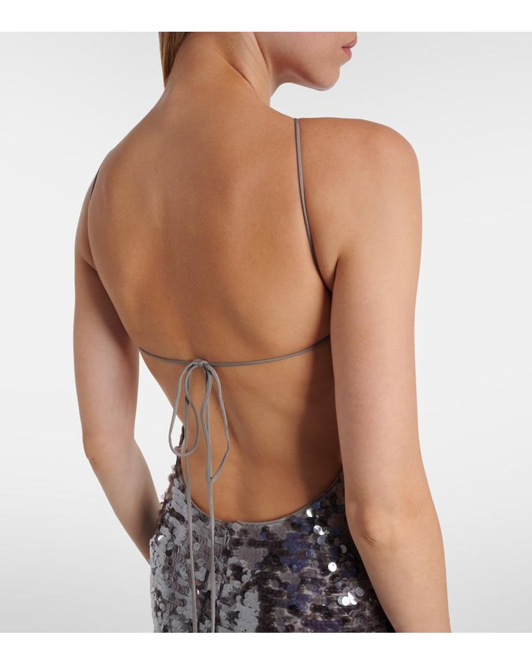 Magda Butrym White Floral-Applique Sequined Gown