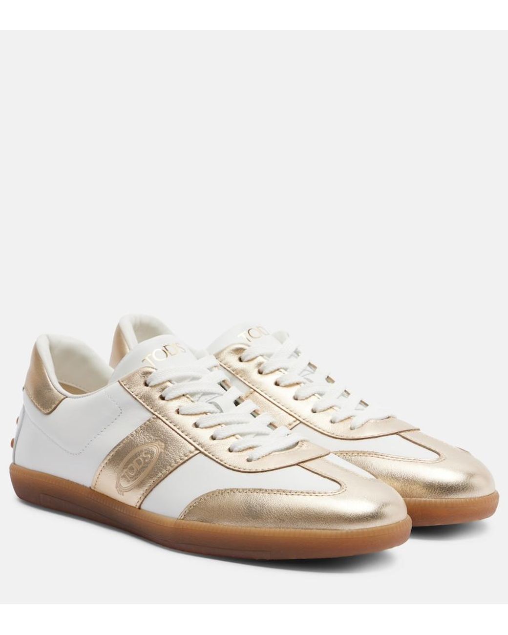 Tod's White Metallic Leather Sneakers