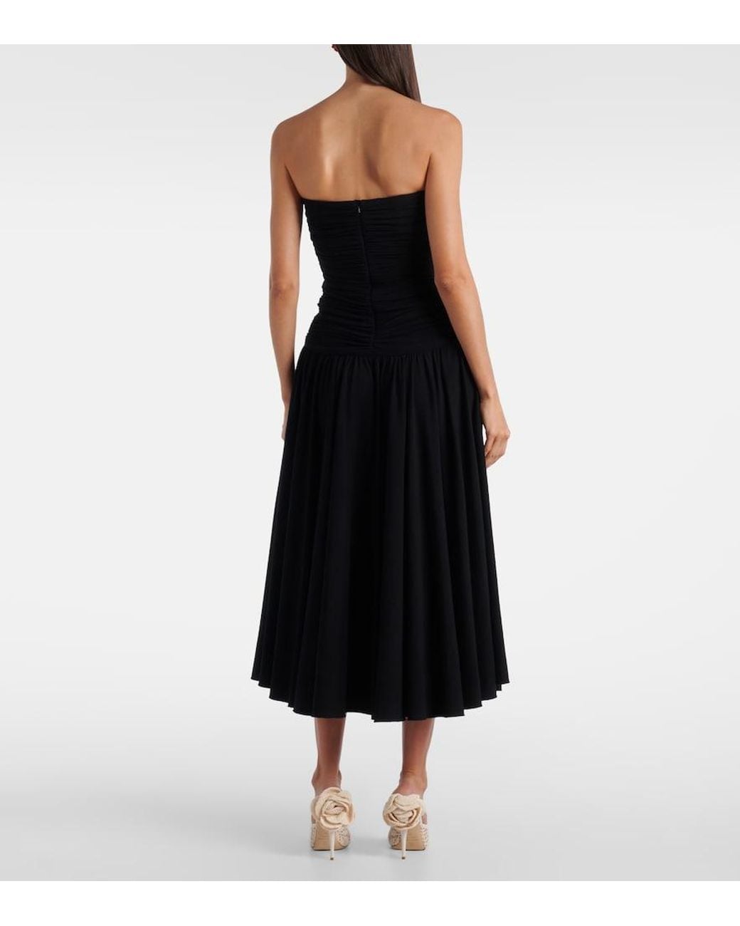 Magda Butrym Black Crochet-Trimmed Jersey Cocktail Dress
